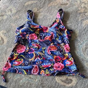 Vibrant Floral Paisley Swim top